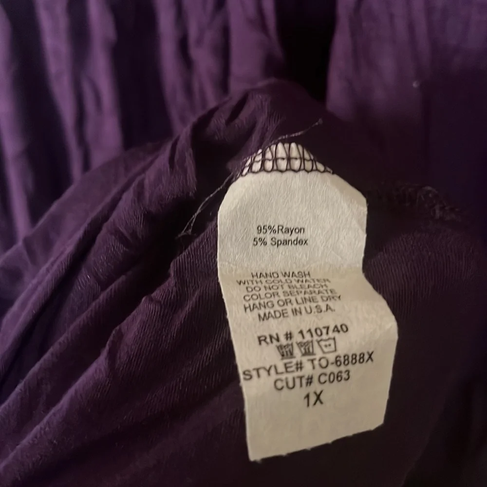 #109. B’leev,New!,purple blouse,size 1X - Picture 9 of 9
